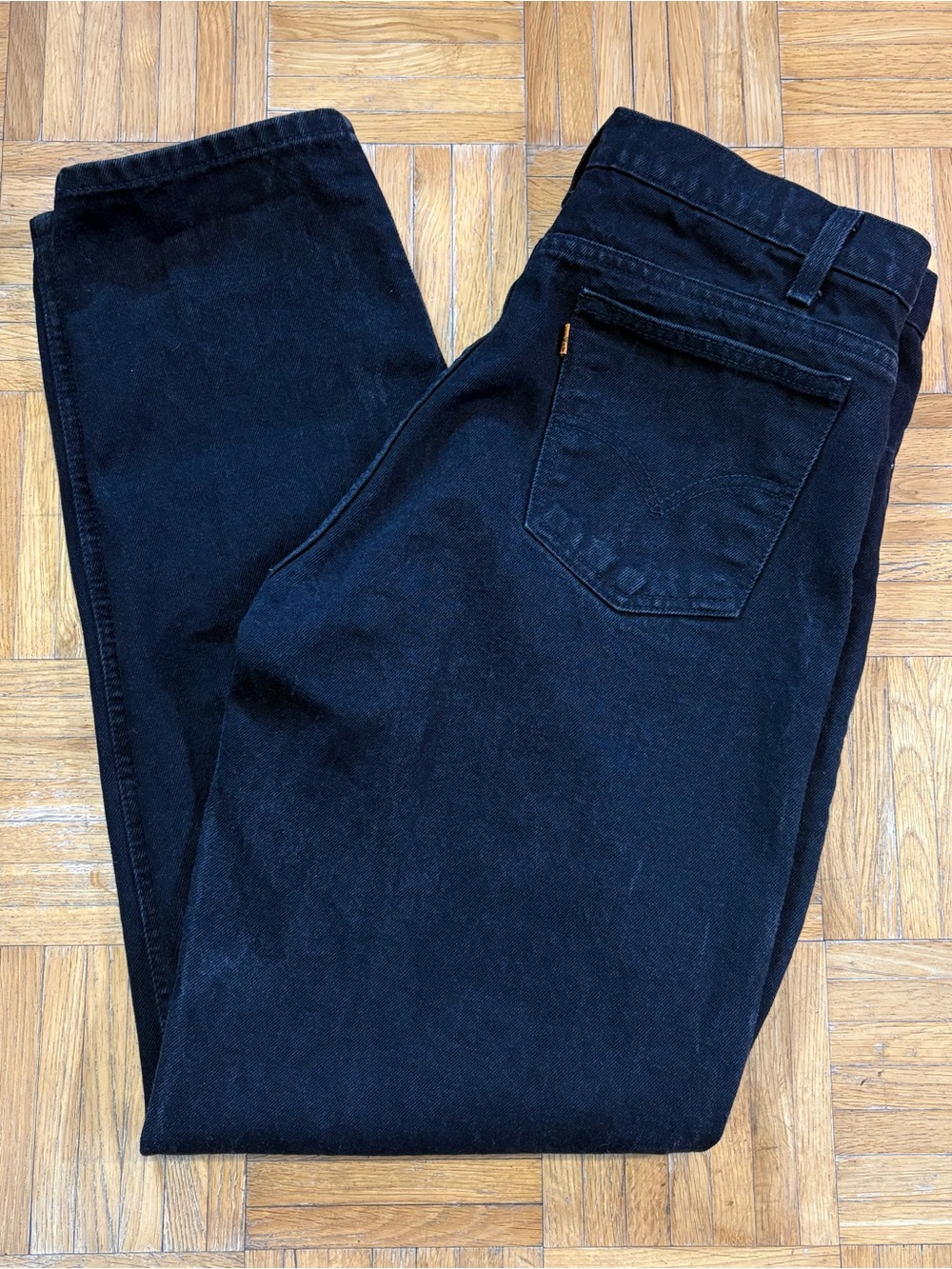 Vintage 1995 Levi’s 550 Orange Tab Tapered Leg Black Denim Jeans